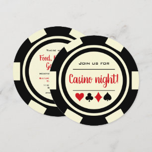 Schwarze Weiße Poker Chip Casino Nacht Einladung