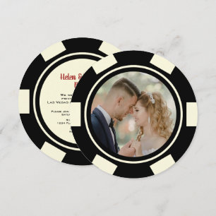 Schwarze Weiße Poker Chip Hochzeit Elopement Einladung