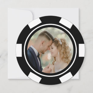 Schwarze weiße Pokerchip-Hochzeits-Elopement-Party Einladung