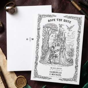 Schwarze Weiße Ritter Braut Schloss Gothic Hochzei Save The Date