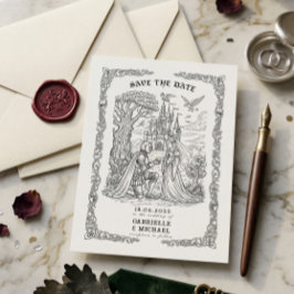 Schwarze Weiße Ritter Braut Schloss Gotische Hochz Save The Date