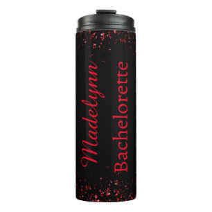Schwarze & Weiße & Rote Personalisierte Brautjungf Thermosbecher