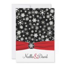 Schwarze, weiße, rote Schneeflocken Einladung Hoch