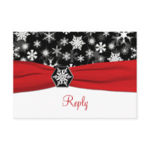 Schwarze, weiße, rote Schneeflocken - Hochzeitskar