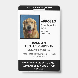Schwarze Weiße Servicehund-Foto-ID Ausweis