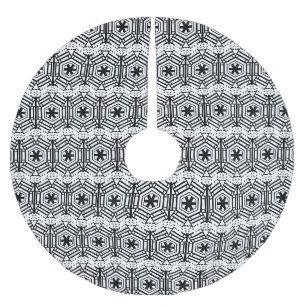 Schwarze weiße skandinavische Weihnachts-Schneeflo Polyester Weihnachtsbaumdecke