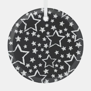 Schwarze, weiße Sterne: urbaner Grunge. Ornament Aus Glas