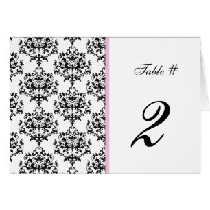 Schwarze, weiße u. rosa Wedding Tischnummer