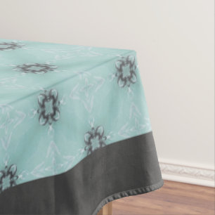 Schwarze, weiße und Aquamarine Diamantfacetten Tischdecke