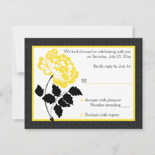 Schwarze, weiße und gelbe RSVP karte