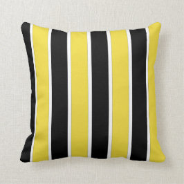 Schwarze, weiße und gelbe Streifen Amerikanische P Kissen