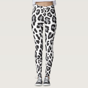 Schwarze, weiße und graue Leopardrucke Leggings