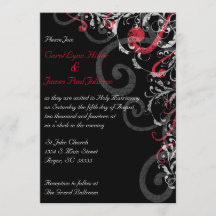 Schwarze, weiße und rote Hochzeits-Einladung