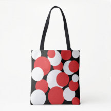 Schwarze, weiße und rote Polka-Punkte