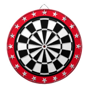 schwarze, weiße und rote Sterne Dartboard Dartscheibe