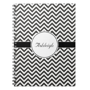 Schwarze weiße Zickzackstreifen trendy Chevron Notizblock