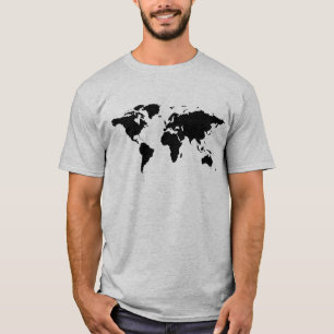 Schwarze Weltkarte T-Shirt