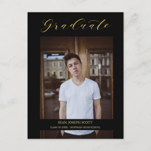 Schwarze Whimsical Moderne Kalligrafie Foto Absolv Postkarte