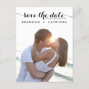 SCHWARZE WHIMSICAL-SCHRIFT SAVE-THE-DATE-POSTKARTE ANKÜNDIGUNGSPOSTKARTE