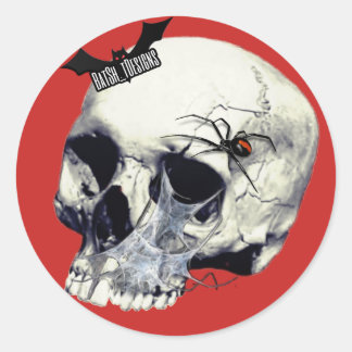 Schwarze Widow-Skull-Sticker Runder Aufkleber