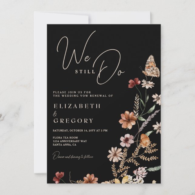 Schwarze Wildblumen, die wir noch immer überprüfen Einladung (Vorderseite)