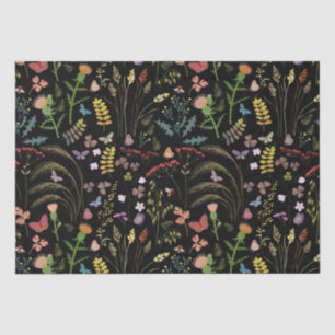 Schwarze WildblumenGewebe Seidenpapier