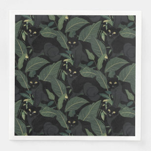 Schwarze Wildkatze Serviette
