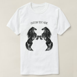 Schwarze Wildpferde - Zeichnend - Text hinzufügen T-Shirt