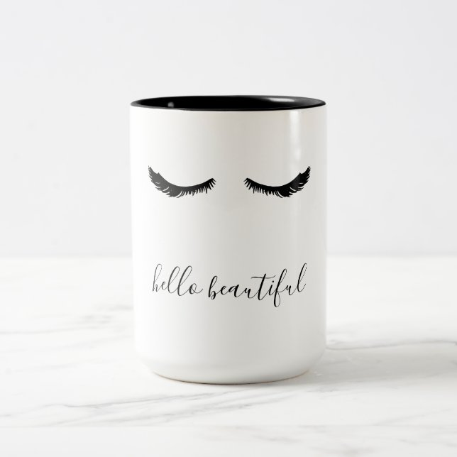 Schwarze Wimpern hallo schön Zweifarbige Tasse (Mittel)