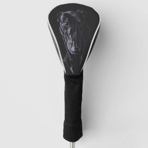 Schwarze Windhund-Hundekunst-Golf-Fahrer-Abdeckung Golf Headcover