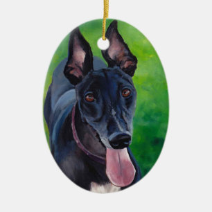 Schwarze Windhund-Hundekunst-Verzierung Keramik Ornament