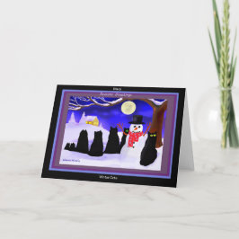 Schwarze Winterkatzen Weihnachtskarten Feiertagskarte