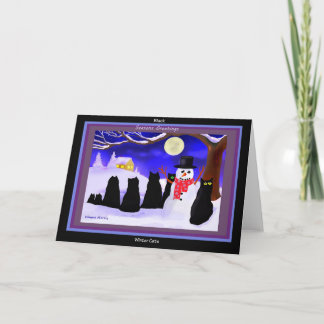 Schwarze Winterkatzen Weihnachtskarten Feiertagskarte