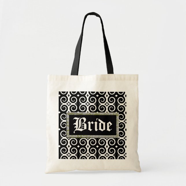 Schwarze Wirbel (Hochzeit) Tragetasche (Vorne)