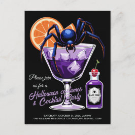 Schwarze Witwe Halloween Cocktail Feiertagspostkarte