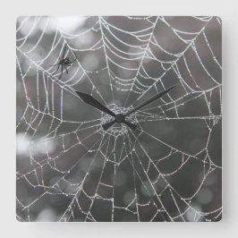 Schwarze Witwe im Spider Web | Halloween Quadratische Wanduhr