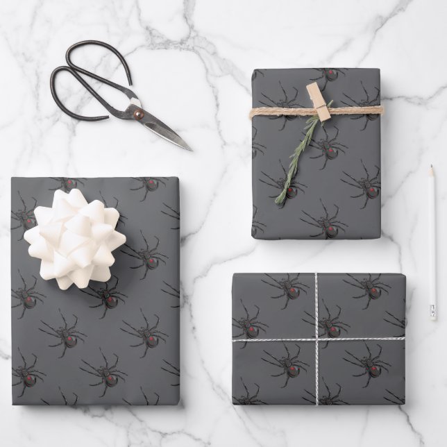 Schwarze Witwe Spider Originelle Zeichnend Kunst Geschenkpapier Set (Vorderseite)