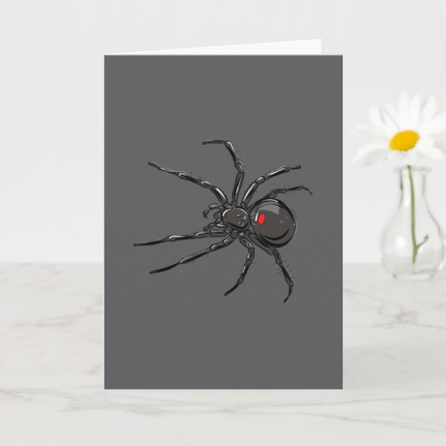 Schwarze Witwe Spider Originelle Zeichnend Kunst Karte (Kleine Pflanze)