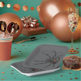 Schwarze Witwe Spider Originelle Zeichnend Kunst Pappteller