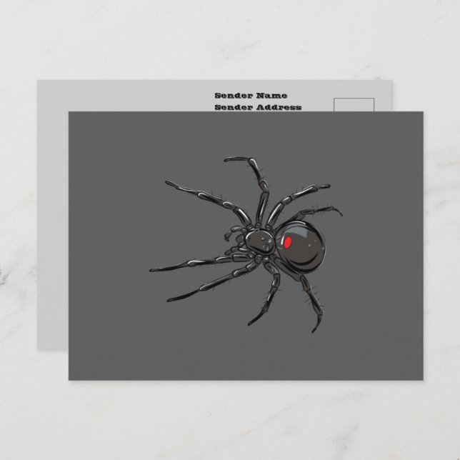 Schwarze Witwe Spider Originelle Zeichnend Kunst Postkarte (Vorne/Hinten)