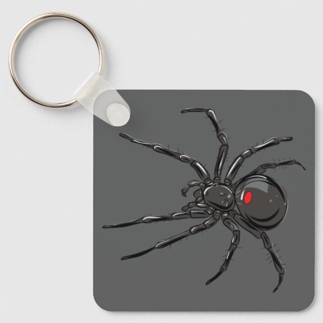 Schwarze Witwe Spider Originelle Zeichnend Kunst Schlüsselanhänger (Vorderseite)