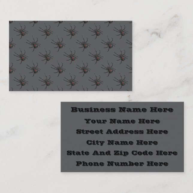 Schwarze Witwe Spider Originelle Zeichnend Kunst Visitenkarte (Vorne/Hinten)