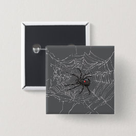 Schwarze Witwe Spiderweb Zeichnend Kunst Button