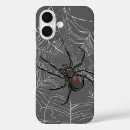 Schwarze Witwe Spiderweb Zeichnend Kunst iPhone 16 Hülle