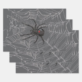 Schwarze Witwe Spiderweb Zeichnend Kunst Geschenkpapier Set