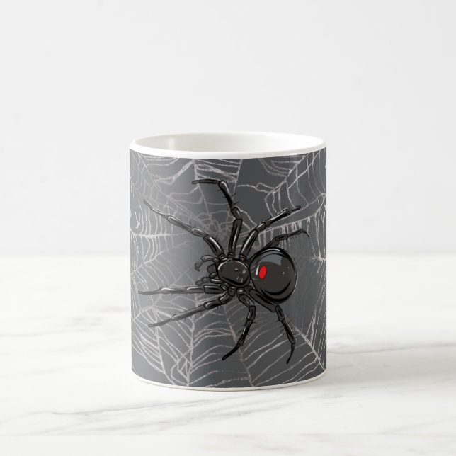 Schwarze Witwe Spiderweb Zeichnend Kunst Kaffeetasse (Mittel)