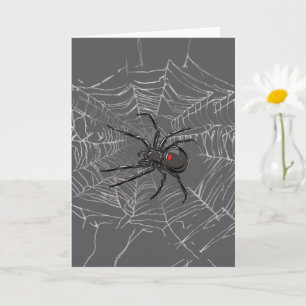 Schwarze Witwe Spiderweb Zeichnend Kunst Karte