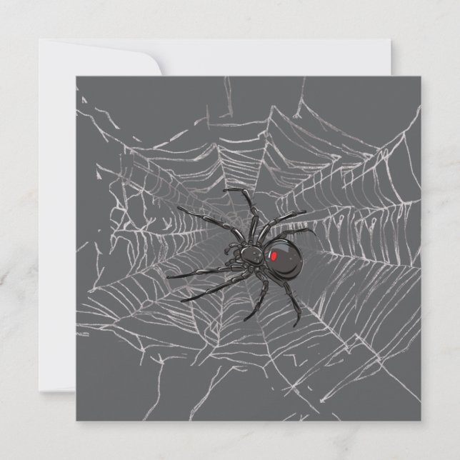 Schwarze Witwe Spiderweb Zeichnend Kunst Karte (Vorderseite)