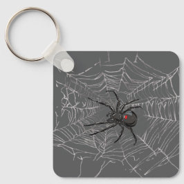Schwarze Witwe Spiderweb Zeichnend Kunst Schlüsselanhänger