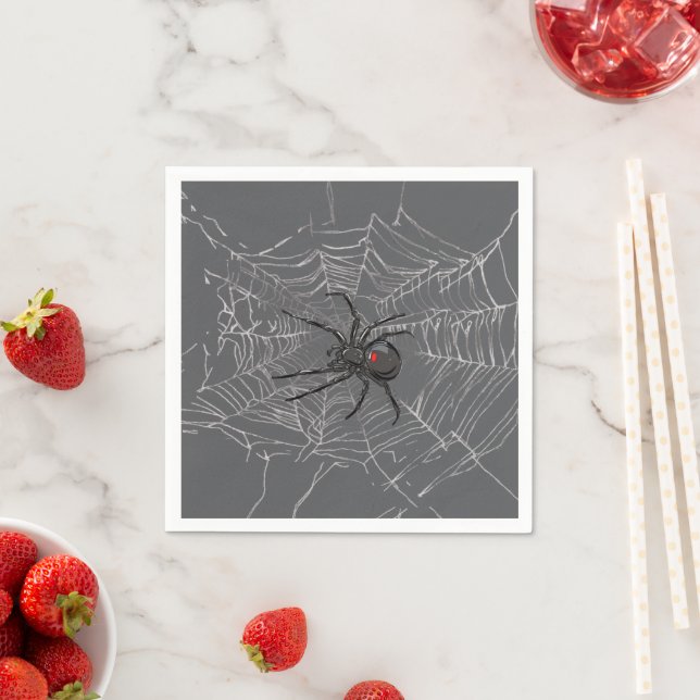 Schwarze Witwe Spiderweb Zeichnend Kunst Serviette (Beispiel)